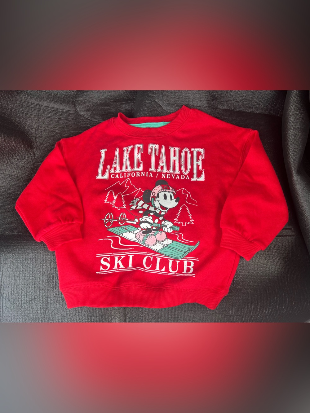 3T Lake Tahoe Ski Club Kids Red Graphic Sweatshirt - Mickey Design